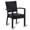 Black PE Resin Weave Outdoor Stacking Arm Chair
