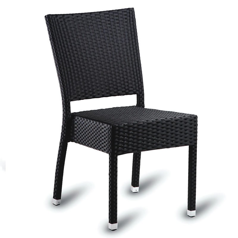 Black PE Resin Weave Outdoor Stacking Side Chair