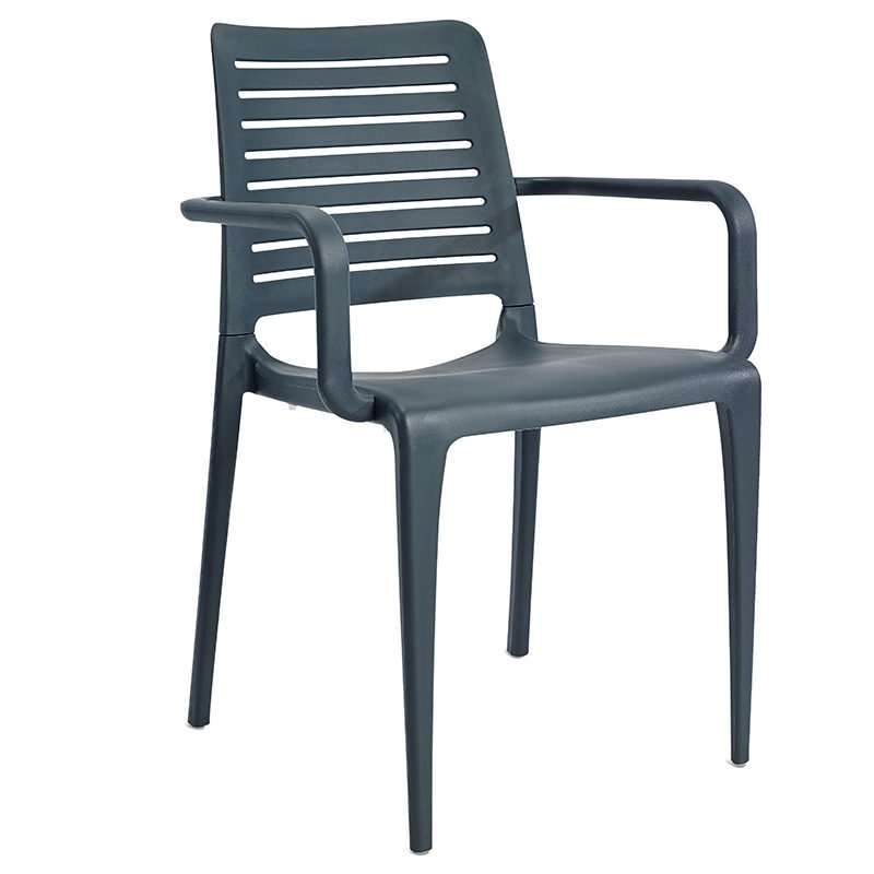 Anthracite indoor or outdoor polypropylene stacking arm chair