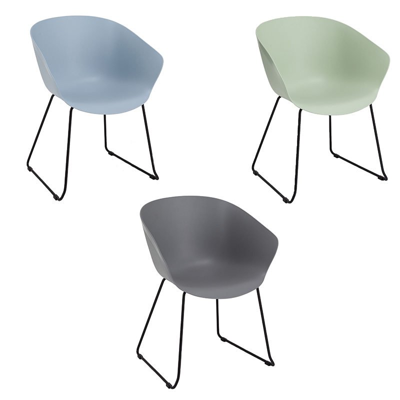 Metal Skid Frame Polypropylene Tub Chair
