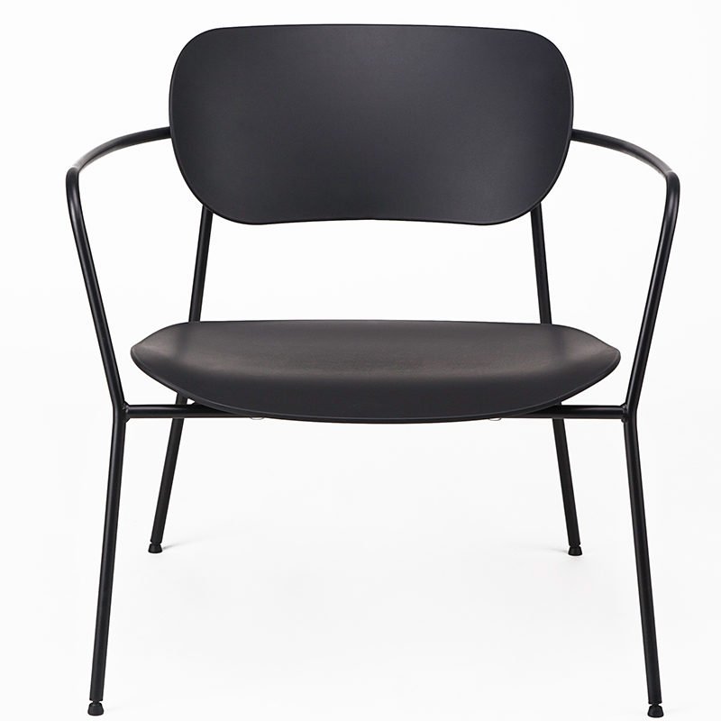 Black Steel Skid Frame Lounge Chair