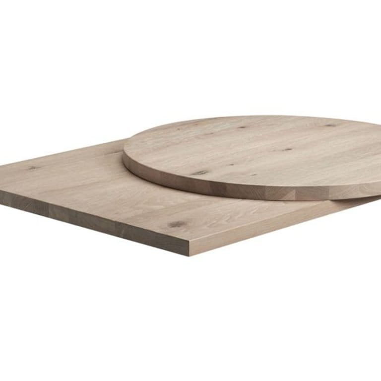 32mm Rustic Solid Oak Table Tops Smoked Nobis Restaurant Furniture