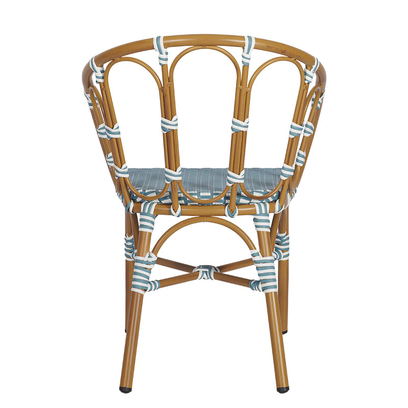 Solent Weave Stacking Outdoor Arm Chair - Blue White - Back