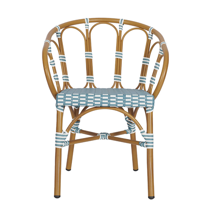 Solent Weave Stacking Outdoor Arm Chair - Blue White - Front
