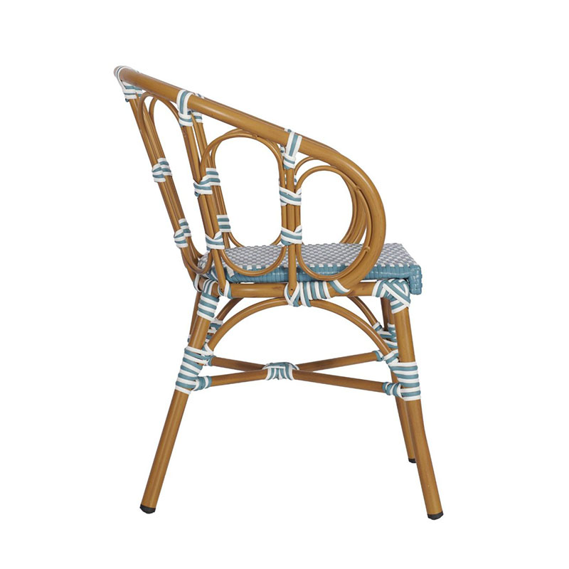 Solent Weave Stacking Outdoor Arm Chair - Blue White - Side
