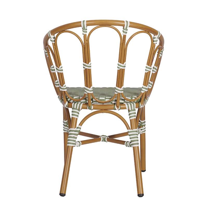 Solent Weave Stacking Outdoor Arm Chair - Green White - Back