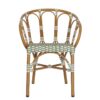 Solent Weave Stacking Outdoor Arm Chair - Green White - Front